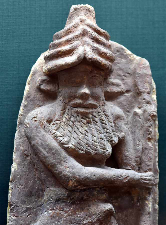 Terracotta wall panel depicting Enkidu, Gilgamesh's friend. From Ur, Iraq (2027-1763 BCE). On display at the Iraq Museum in Baghdad, Iraq.