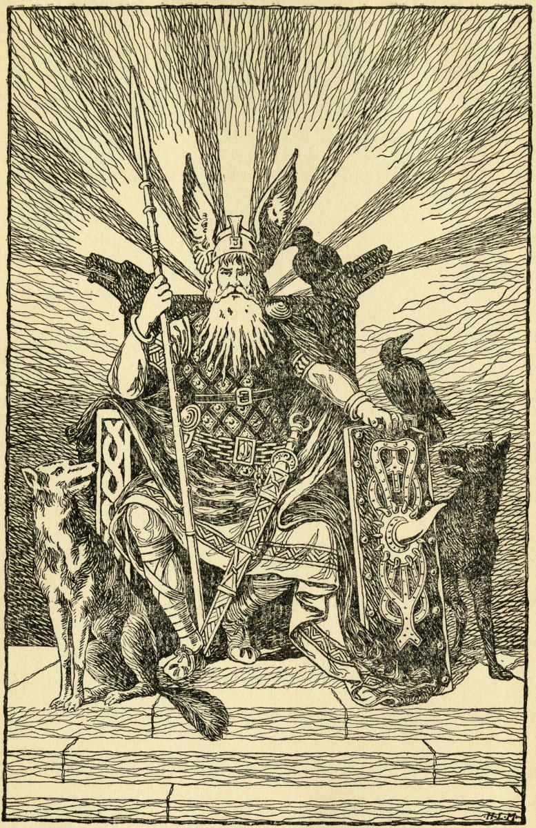 Asgard Stories: Tales from Norse Mythology (1901) by Mary H. Foster and Mabel H. Cummings via MyNDIR (My Norse Digital Image Repository) | Signed 'H.L.M.', possibly after original illustration by Carl Emil Doepler