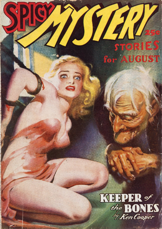 Spicy Mystery Stories (August, 1937) - first appearance of Olga Mesmer | H. J. Ward